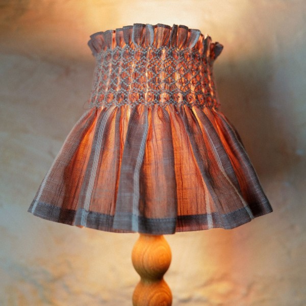 Edit58 x Smock London Elsie Lampshade Skirt Mink with Rosebud Trellis Hand Smocking