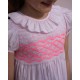 Katherine Johnson Dress Pink Grid Cotton with Strawberrylicious Hand Smocking